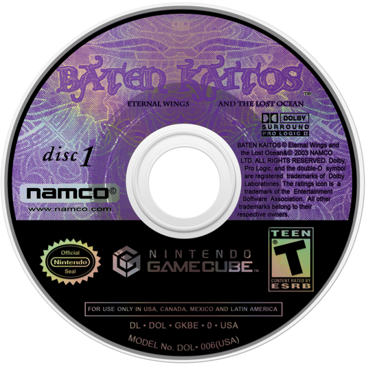 Baten Kaitos Eternal Wings and the Lost Ocean disc art for GameCube game featuring card-based JRPG gameplay and epic fantasy storytelling 
