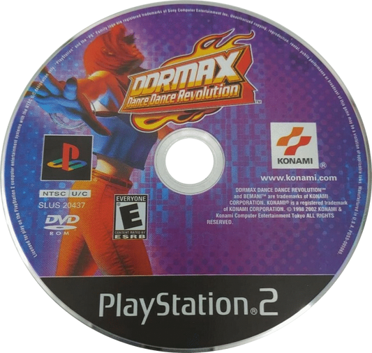 DDRMAX: Dance Dance Revolution for PlayStation 2 with rhythm-based dance gameplay and popular music tracks disc