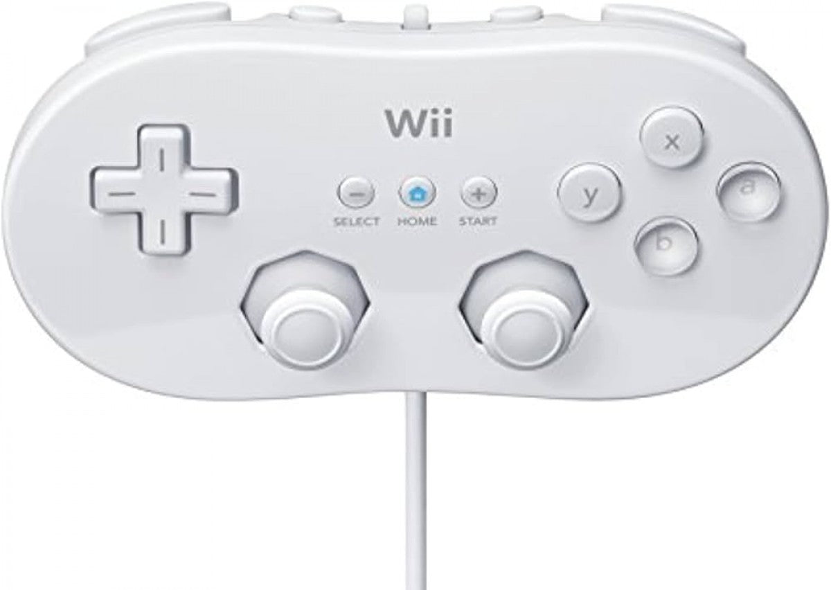 Wii Classic Controller, Nintendo Wii accessory, traditional gamepad for retro and Wii games, wired controller for console gameplay front facing