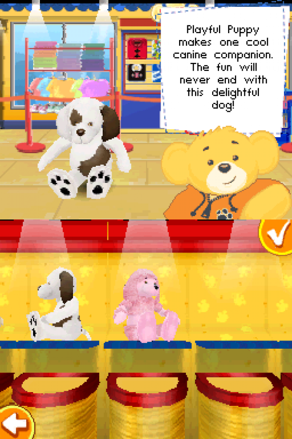Build-A-Bear Workshop Nintendo DS video game, virtual toy creation and customization, family-friendly gameplay, handheld console title gameplay screenshot