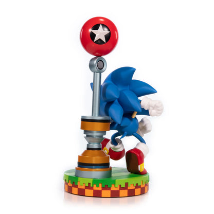 Sonic 11 inch statue Standard Edition by First 4 Figures detailed Sonic the Hedgehog collectible featuring dynamic pose bold blue design and premium display quality for fans of the iconic Sega speedster franchise back view