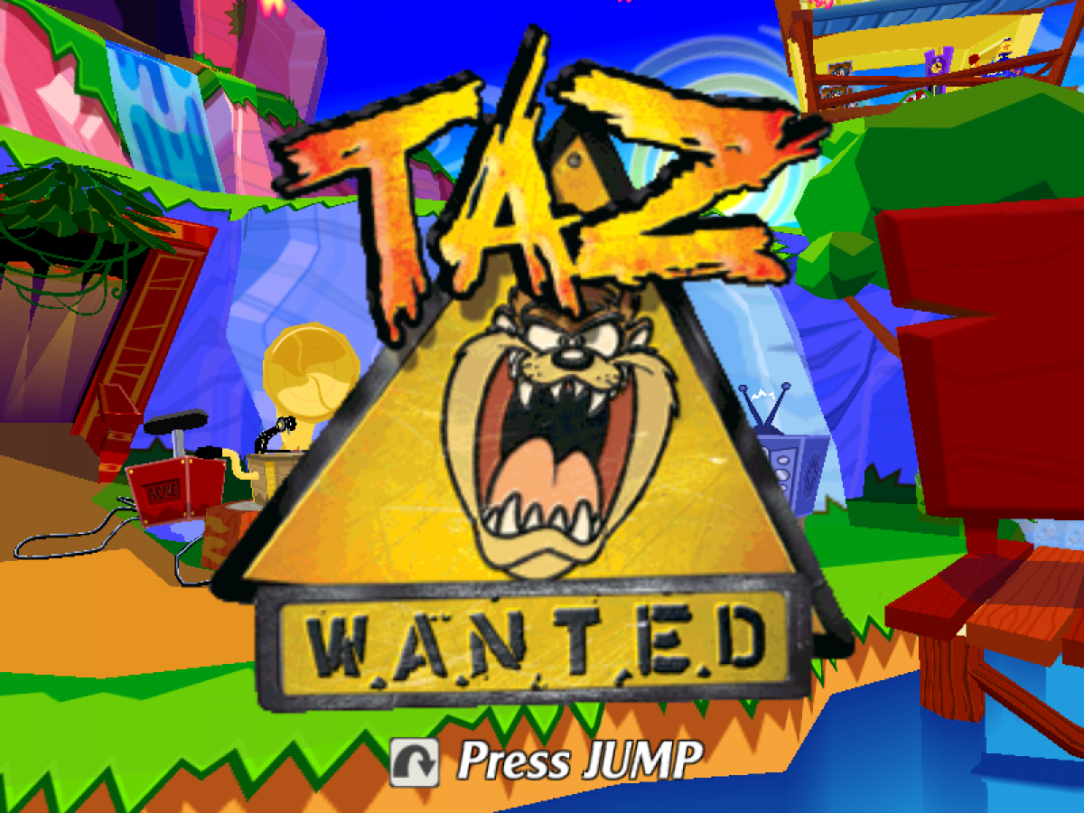 Taz Wanted for GameCube featuring platforming action and cartoon style gameplay based on Looney Tunes main menu
