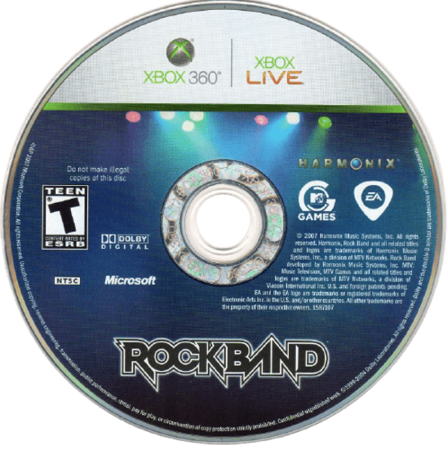 Rock Band disc for Xbox 360 (X360) music rhythm video game