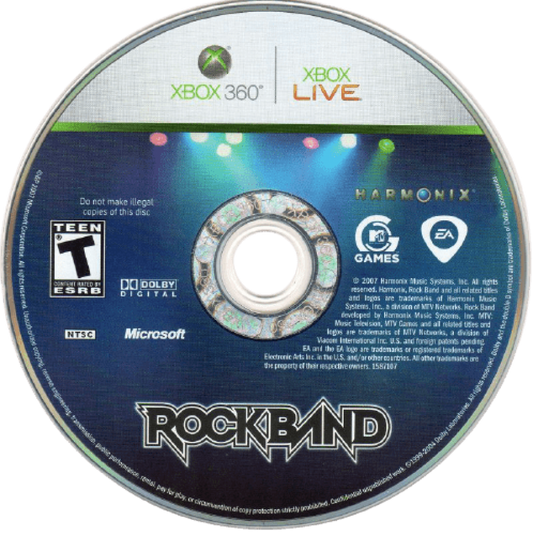 Rock Band disc for Xbox 360 (X360) music rhythm video game