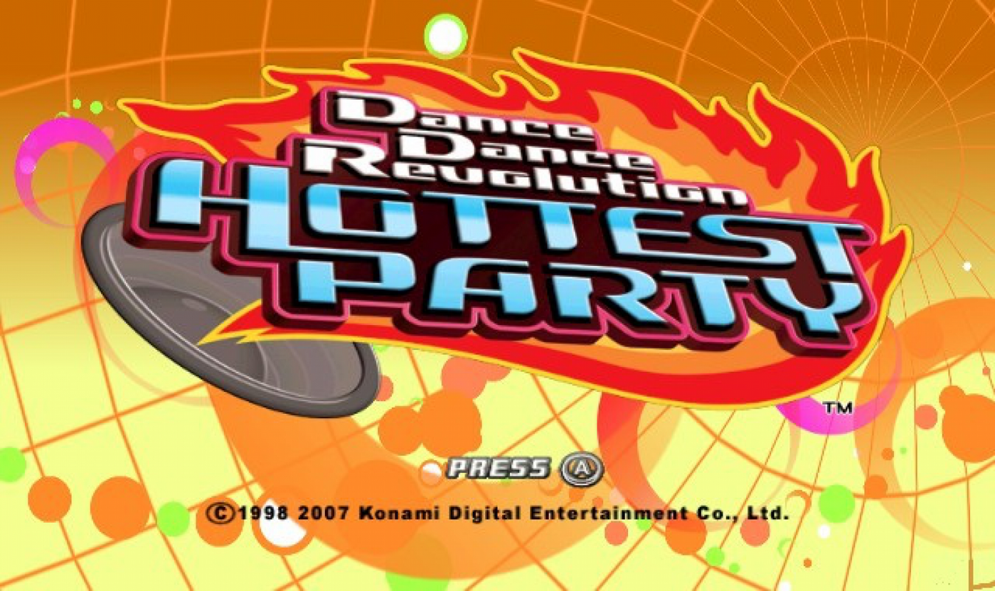 Dance Dance Revolution Hottest Party title screen art for Nintendo Wii (Wii) video game 