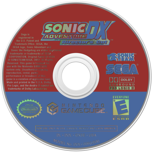 Sonic Adventure DX Director’s Cut GameCube game featuring fast-paced 3D platforming action and classic Sonic gameplay disc