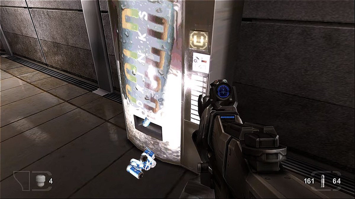TimeSplitters Future Perfect game for the Nintendo GameCube featuring first person shooter gameplay with time travel themed missions cooperative story mode multiplayer options and arcade style combat across varied historical and futuristic settings gameplay 