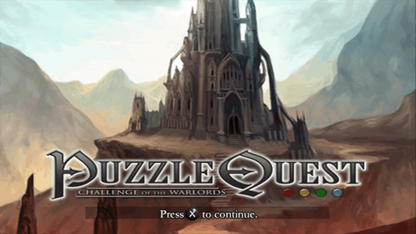 Puzzle Quest: Challenge of the Warlords start screen for PlayStation Portable (PSP) match-3 role-playing puzzle game