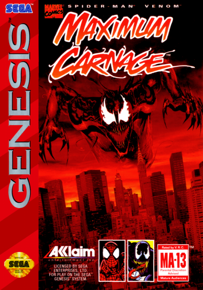 Spider-Man/Venom: Maximum Carnage [Red Cartridge] cover art for Sega Genesis (GEN) video game