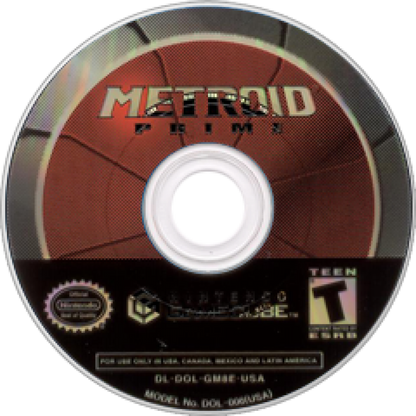 Metroid Prime disc art cover for Nintendo Gamecube (GC) video game.