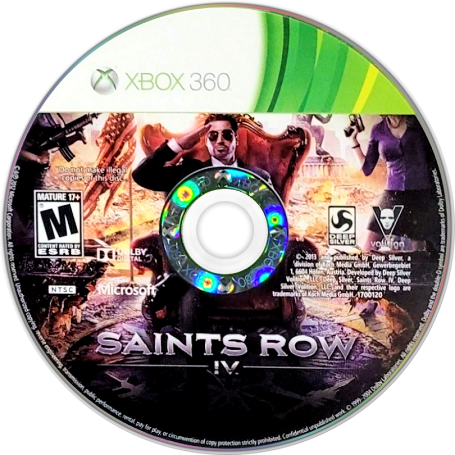 Saints Row IV disc for Xbox 360 (X360) open-world action-adventure video game