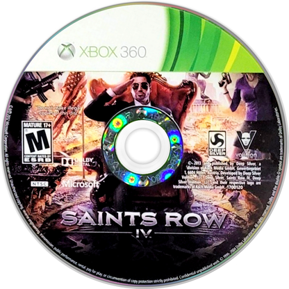 Saints Row IV disc for Xbox 360 (X360) open-world action-adventure video game