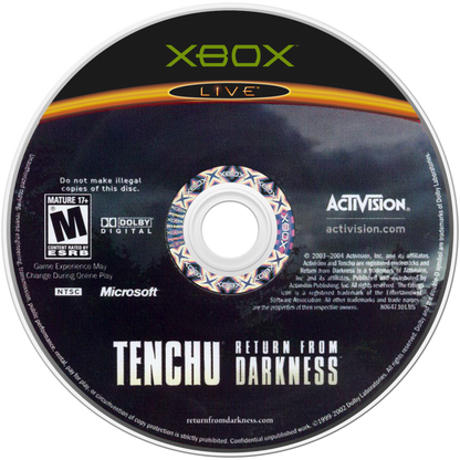 Tenchu: Return from Darkness retro Xbox video game Tenchu Return from Darkness stealth action ninja combat assassination missions third person infiltration gameplay console title Xbox release disc