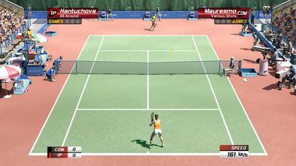 Virtua Tennis 3 PlayStation 3 sports simulation video game Sega arcade tennis real world pros Roger Federer Rafael Nadal Maria Sharapova World Tour career mode training mini-games court games doubles online multiplayer 1080p HD graphics gameplay screenshot