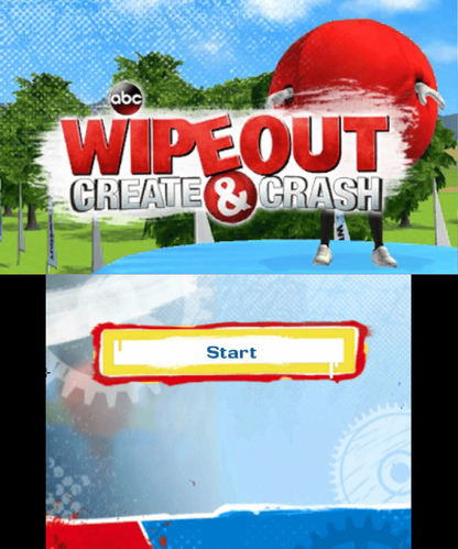 Wipeout: Create & Crash start screen for Nintendo 3DS (3DS) party sports video game