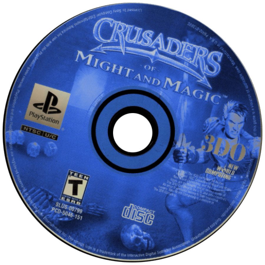 Crusaders of Might and Magic disc for PlayStation 1 (PS1) retro video game 