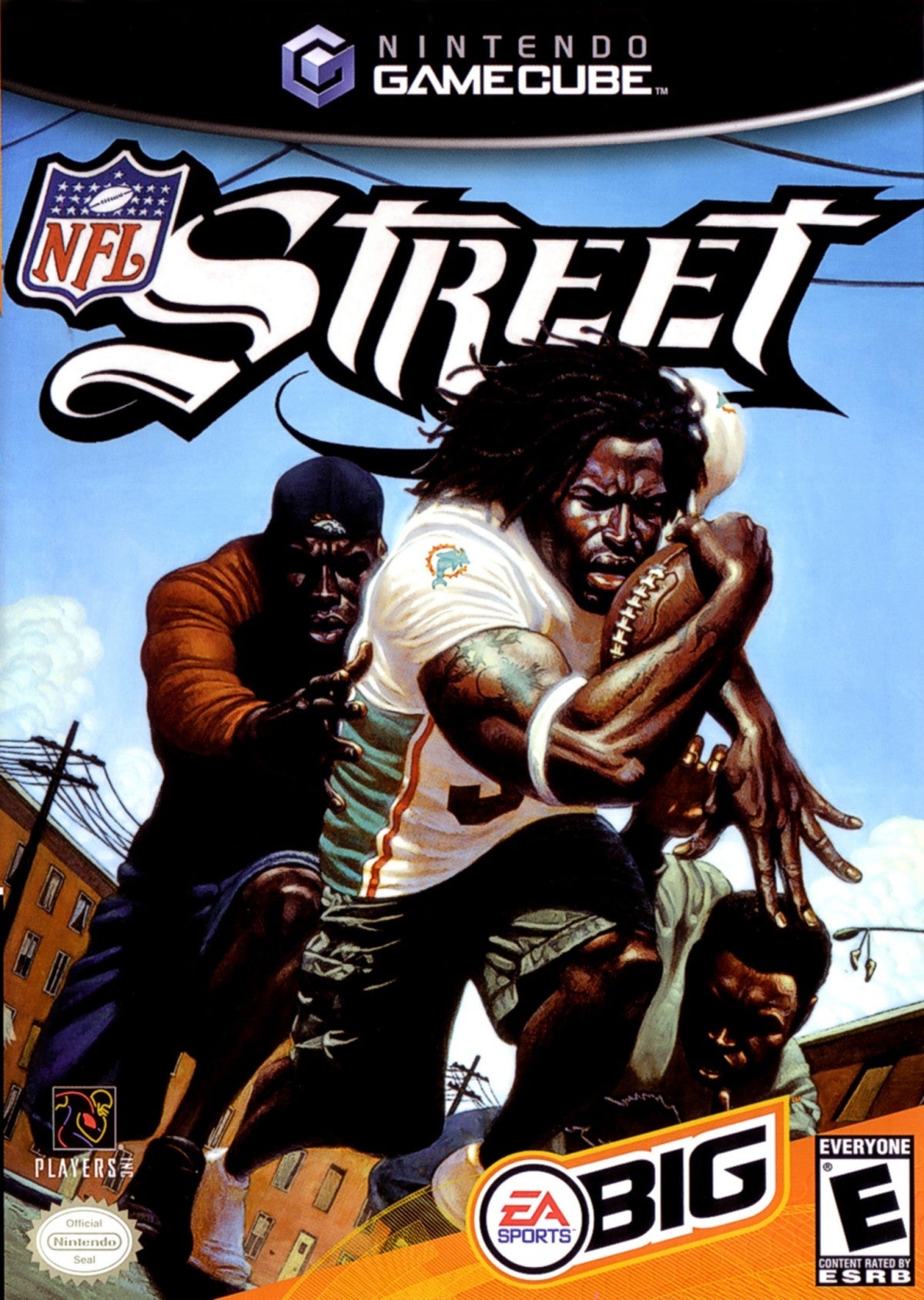 NFL Street Nintendo GameCube GC for arcade style football video game fans featuring fast paced street football matches NFL players trick moves aggressive tackles team customization game modes multiplayer competition urban football environments and classic EA Sports action collectible gaming appeal front cover art