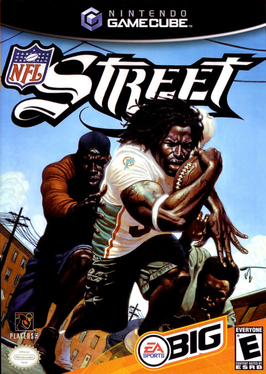 NFL Street Nintendo GameCube GC for arcade style football video game fans featuring fast paced street football matches NFL players trick moves aggressive tackles team customization game modes multiplayer competition urban football environments and classic EA Sports action collectible gaming appeal front cover art