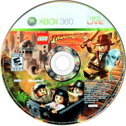 LEGO Indiana Jones 2: The Adventure Continues disc for Xbox 360 (X360) action-adventure video game