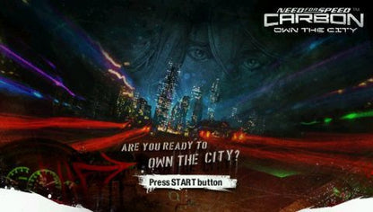 Need for Speed: Carbon - Own the City [Greatest Hits] start screen for PlayStation Portable (PSP) racing game