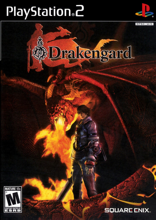 Drakengard PS2 Sony PlayStation 2 action RPG fantasy dark storyline dragon riding aerial combat hack and slash ground battles Square Enix story driven gameplay multiple endings medieval setting retro gaming PlayStation 2 software video game title cover art