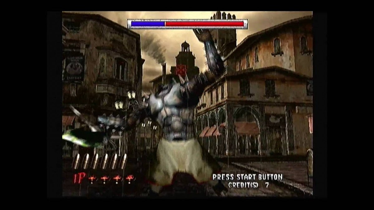 The House of the Dead 2 Sega Dreamcast game featuring fast-paced on-rails light gun horror shooter gameplay screenshot