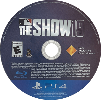 MLB 19 The Show PlayStation 4 baseball simulation with Road to the Show, franchise mode, and Diamond Dynasty, official MLB license with authentic teams and stadiums disc art