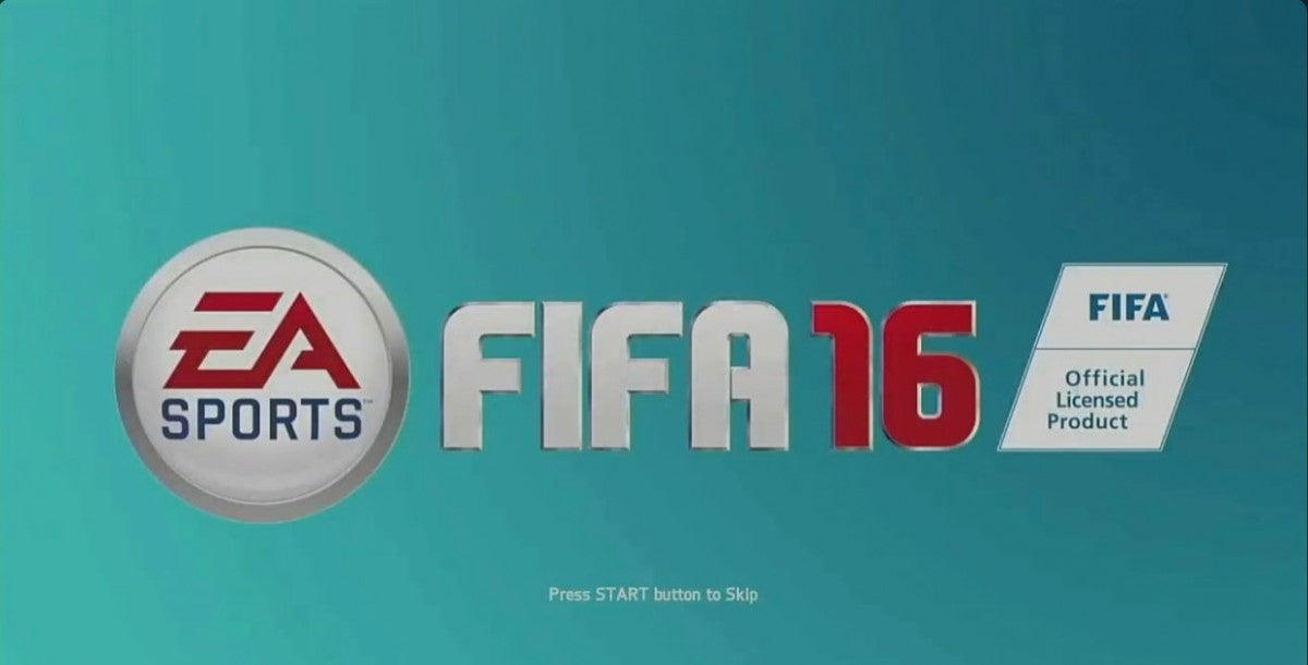 FIFA 16 title screen for PlayStation 3 (PS3) video game 
