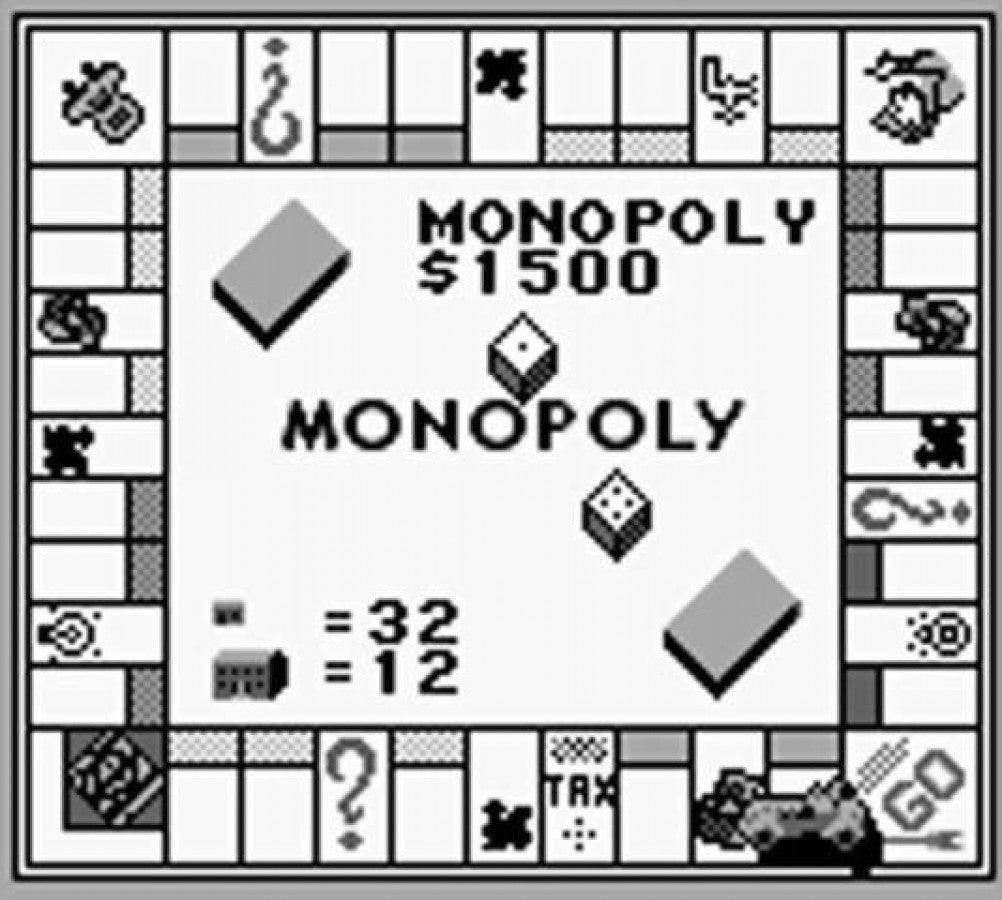 Monopoly board game video game adaptation for the classic Nintendo Game Boy handheld console gameplay screenshot