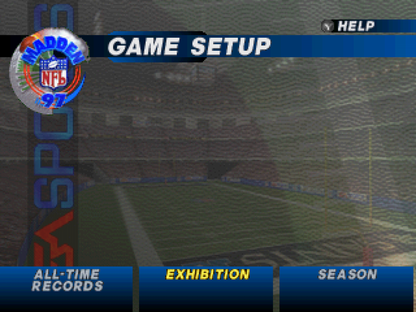 Madden NFL 97 Sega Saturn video game, football sports simulation, classic Madden gameplay, retro Sega console title gameplay setup screen