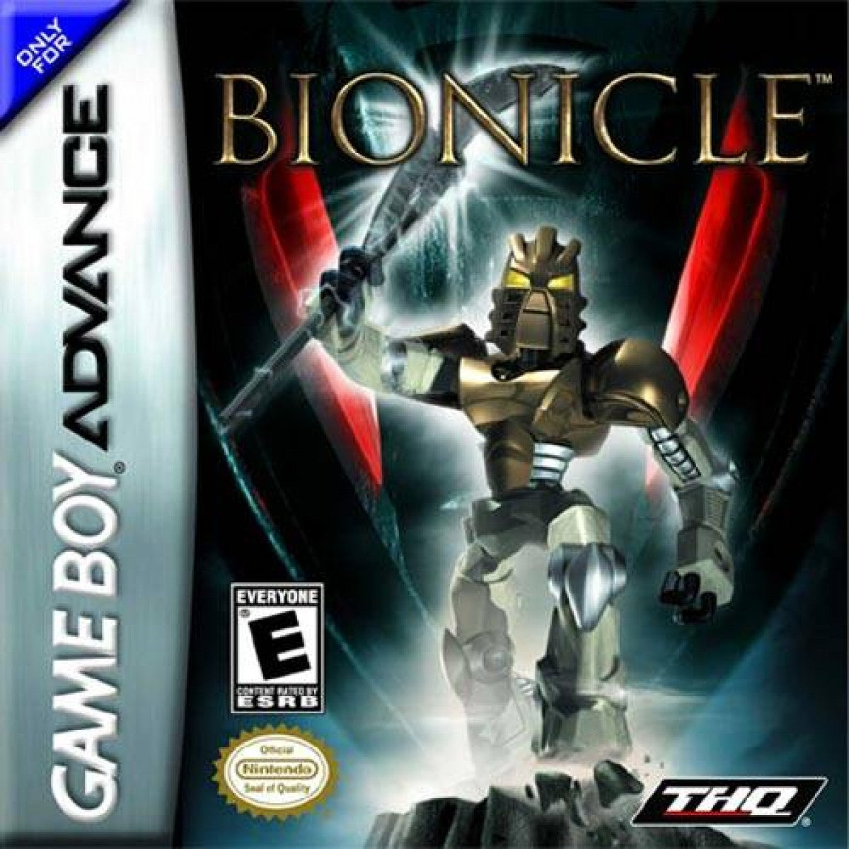 Bionicle Game Boy Advance GBA action-adventure video game based on the LEGO theme with elemental masks combat and puzzle-solving front box cover