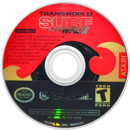 Transworld Surf: Next Wave disc for Nintendo GameCube (GC) surfing sports video game