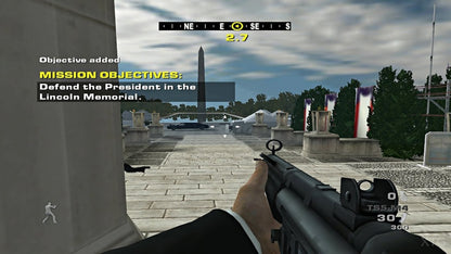 Secret Service PS2 Sony PlayStation 2 first person shooter action game political thriller White House protection missions tactical combat stealth elements conspiracy storyline security agent gameplay retro gaming PlayStation 2 software video game title gameplay