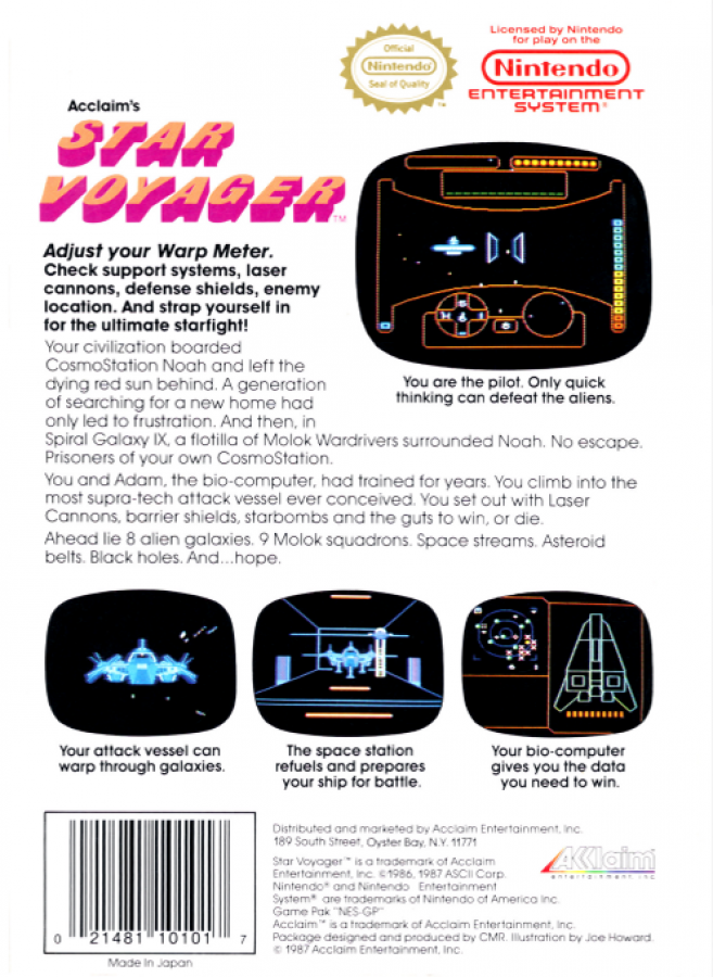 Star Voyager [5 Screw] back of box for Nintendo Entertainment System (NES) retro video game