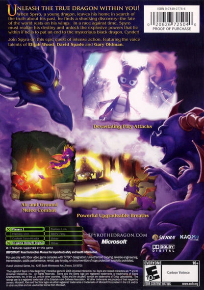 The Legend of Spyro: A New Beginning back cover art for Xbox (XBOX) video game