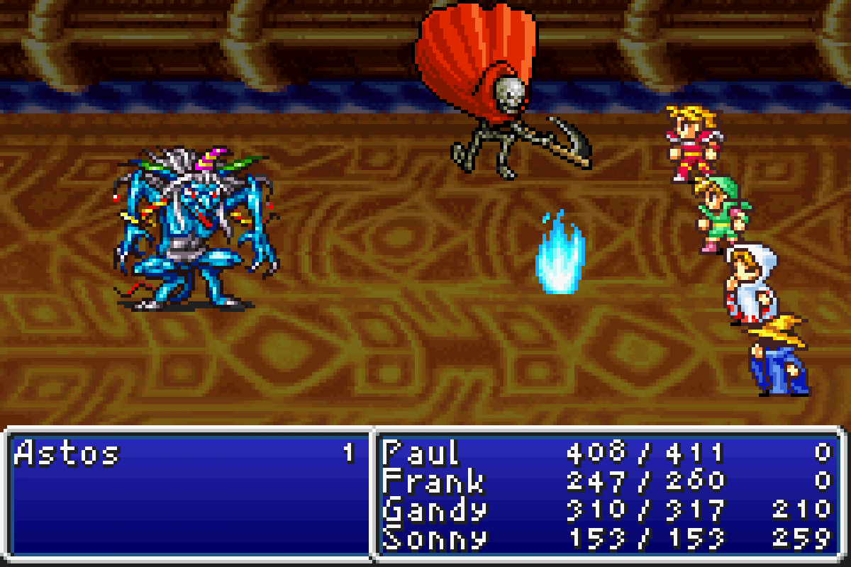 Final Fantasy I & II Dawn of Souls cartridge for the Game Boy Advance featuring classic turn based RPG gameplay with enhanced versions of the original Final Fantasy I and II including updated graphics additional dungeons and quality of life improvements gameplay