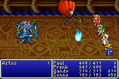 Final Fantasy I & II Dawn of Souls cartridge for the Game Boy Advance featuring classic turn based RPG gameplay with enhanced versions of the original Final Fantasy I and II including updated graphics additional dungeons and quality of life improvements gameplay
