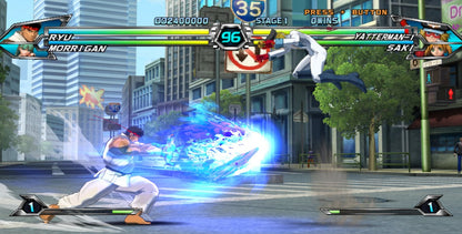 Retro Tatsunoko vs Capcom Wii inspired design featuring crossover anime fighting game aesthetic classic arcade style combat Capcom heroes versus Tatsunoko characters fast paced tag battles cel shaded visuals nostalgic Nintendo Wii action presentation gameplay