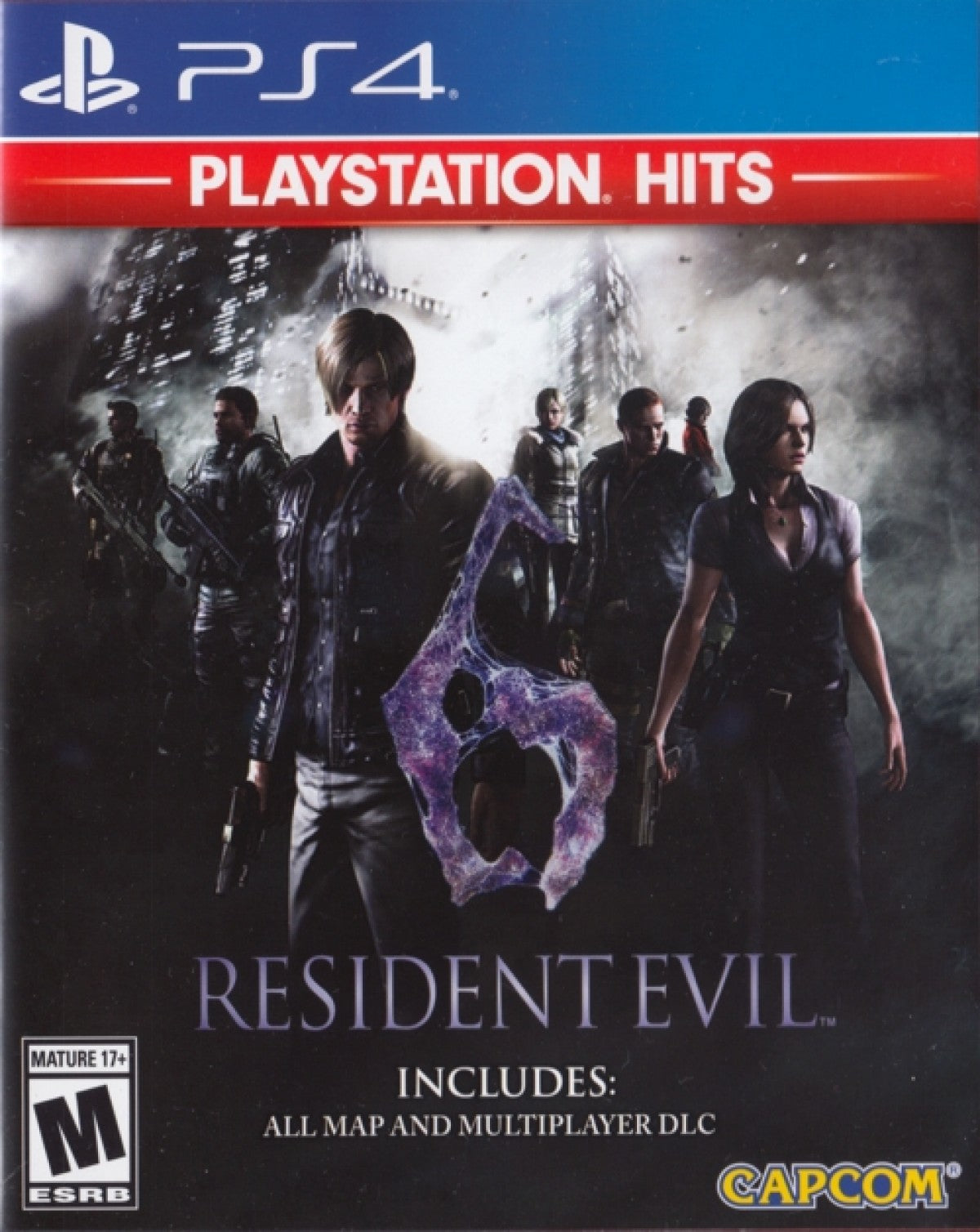 Resident Evil 6 Greatest Hits PlayStation 4 PS4 for survival horror action video game fans featuring third person combat multiple campaigns Leon Kennedy Chris Redfield and Jake Muller intense gunfights zombie and bio-organic enemies cooperative multiplayer cinematic storytelling global outbreak missions and immersive horror adventure collectible gaming appeal front cover art