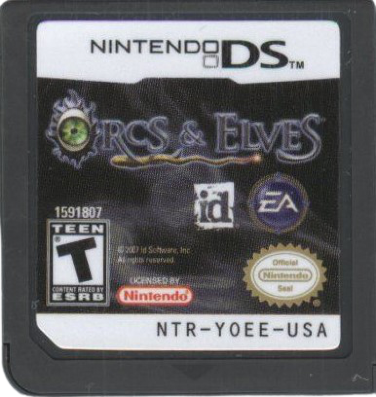 Orcs & Elves game for the Nintendo DS featuring first person dungeon crawling RPG gameplay with turn based combat fantasy environments and story driven quests as a lone hero battling monsters cartridge