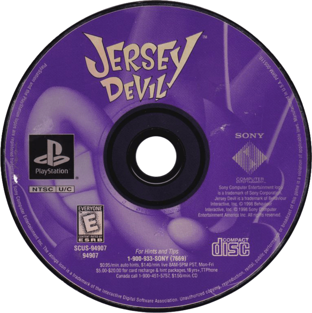 Jersey Devil PlayStation PS1 for action platforming video game fans featuring 3D platform adventure gameplay monster fighting puzzle solving spooky environments cartoon horror style visuals challenging levels unique character abilities classic PlayStation adventure collectible gaming appeal disc