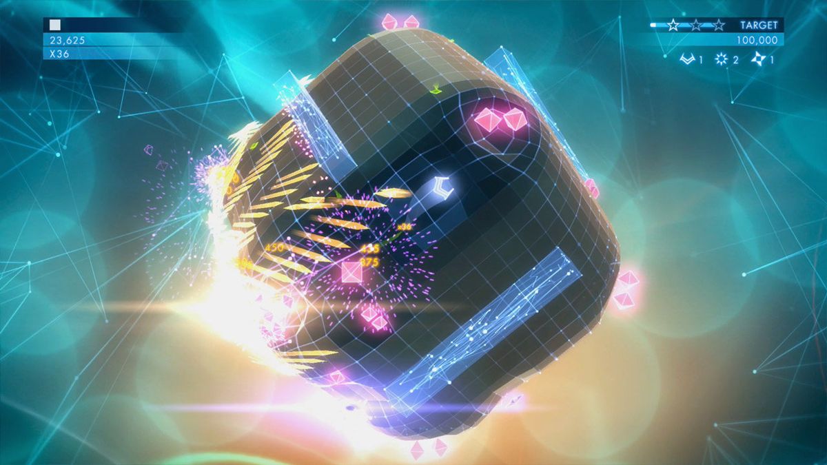 Geometry Wars 3: Dimensions Evolved – PlayStation 4 (PS4) video game gameplay, neon twin-stick shooter by Sierra and Lucid Games