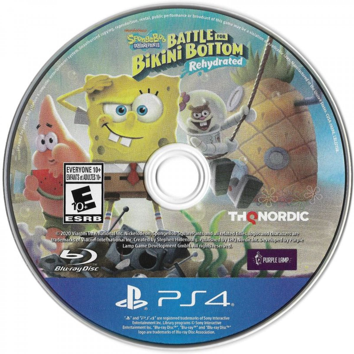 SpongeBob SquarePants: Battle for Bikini Bottom: Rehydrated – PlayStation 4 (PS4) video game disc, platformer action-adventure