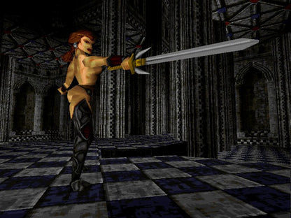 Deathtrap Dungeon PlayStation 1 PS1 for action adventure retro video game fans featuring dark fantasy exploration dungeon crawling sword combat deadly traps puzzle solving mythical creatures challenging quests collectible gaming appeal gameplay