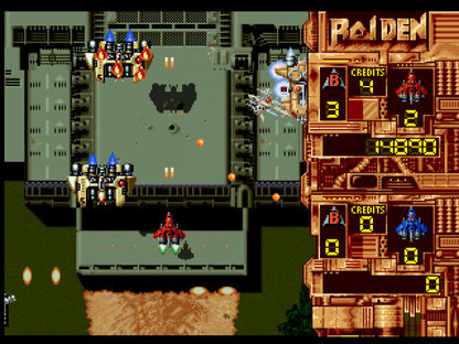 Raiden Atari Jaguar JAG for vertical shoot em up video game fans featuring fighter aircraft space combat enemy waves powerful weapons power ups weapon upgrades challenging scrolling stages massive boss battles intense arcade action and classic Atari Jaguar gameplay collectible retro gaming appeal gameplay