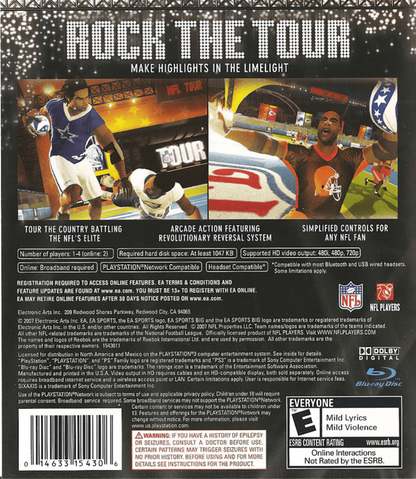 NFL Tour back cover art for PlayStation 3 (PS3) video game