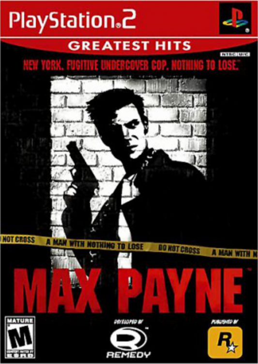 Max Payne front cover for Playstation 2 (PS2) video game