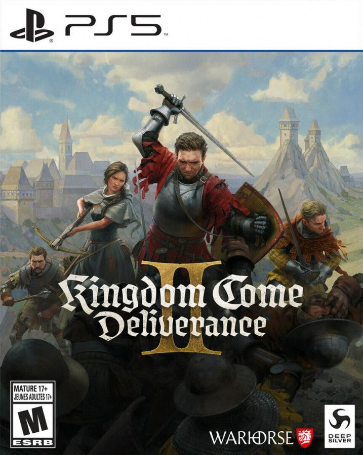 Kingdom Come Deliverance II PlayStation 5 PS5 for open world action role playing video game fans featuring medieval Bohemia exploration realistic sword combat historical storytelling character progression quests horseback travel immersive towns and villages detailed environments and authentic medieval adventure collectible gaming appeal front cover art