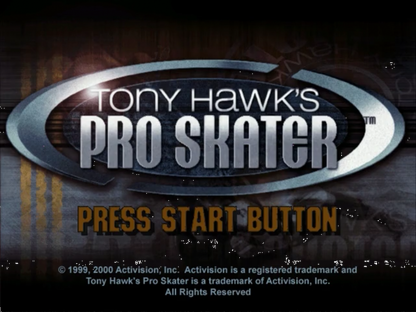 Tony Hawk's Pro Skater title screen for Sega Dreamcast (DC) video game