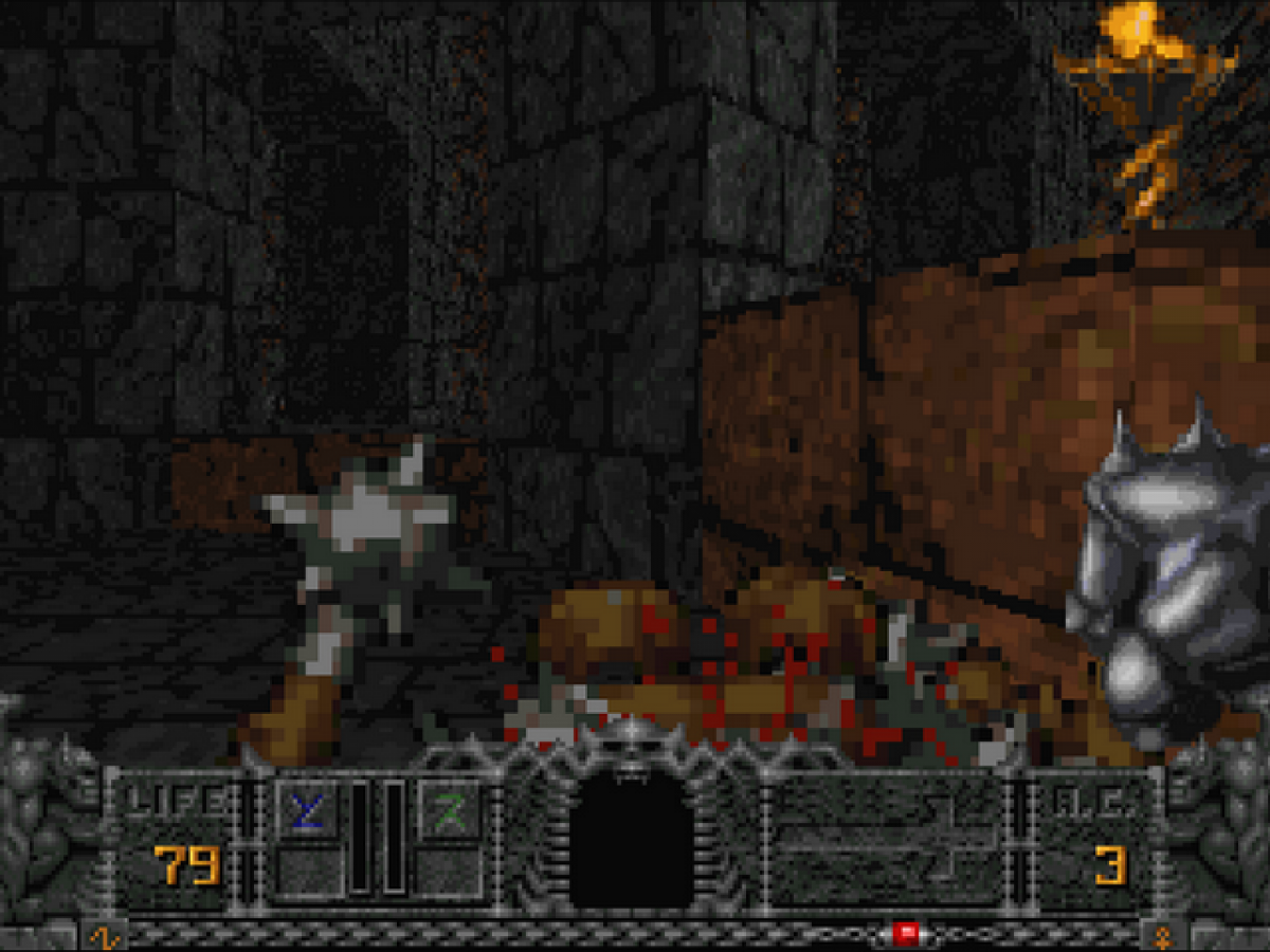 Hexen Sega Saturn first person shooter fantasy dark magic dungeon crawler FPS Heretic series Raven Software medieval horror spells weapons exploration puzzle elements retro Saturn game Sega Saturn software video game title gameplay 